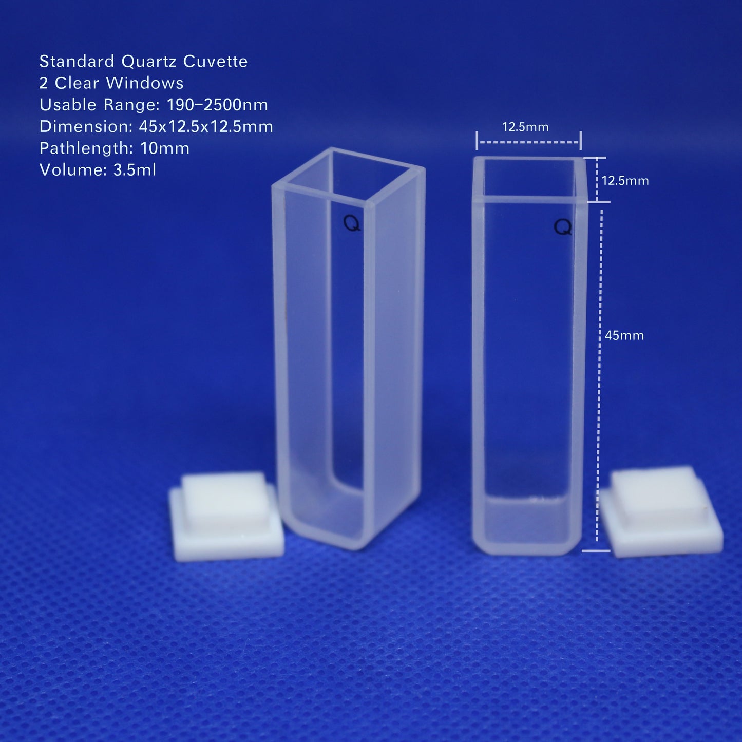 Standard UV Quartz Cuvette 10mm for Spectrophotometer (2pcs)